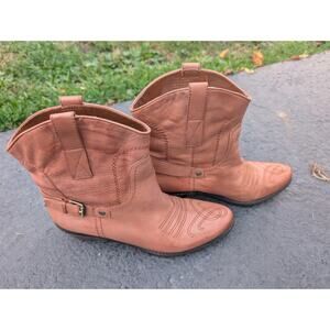 Franco Sarto Cowboy Ankle Boots Womens 7.5 Waco Western Retro Chic Cowgirl Rodeo